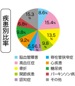 サロンデイリフレ計4施設のご利用者様の統計（疾患別比率）